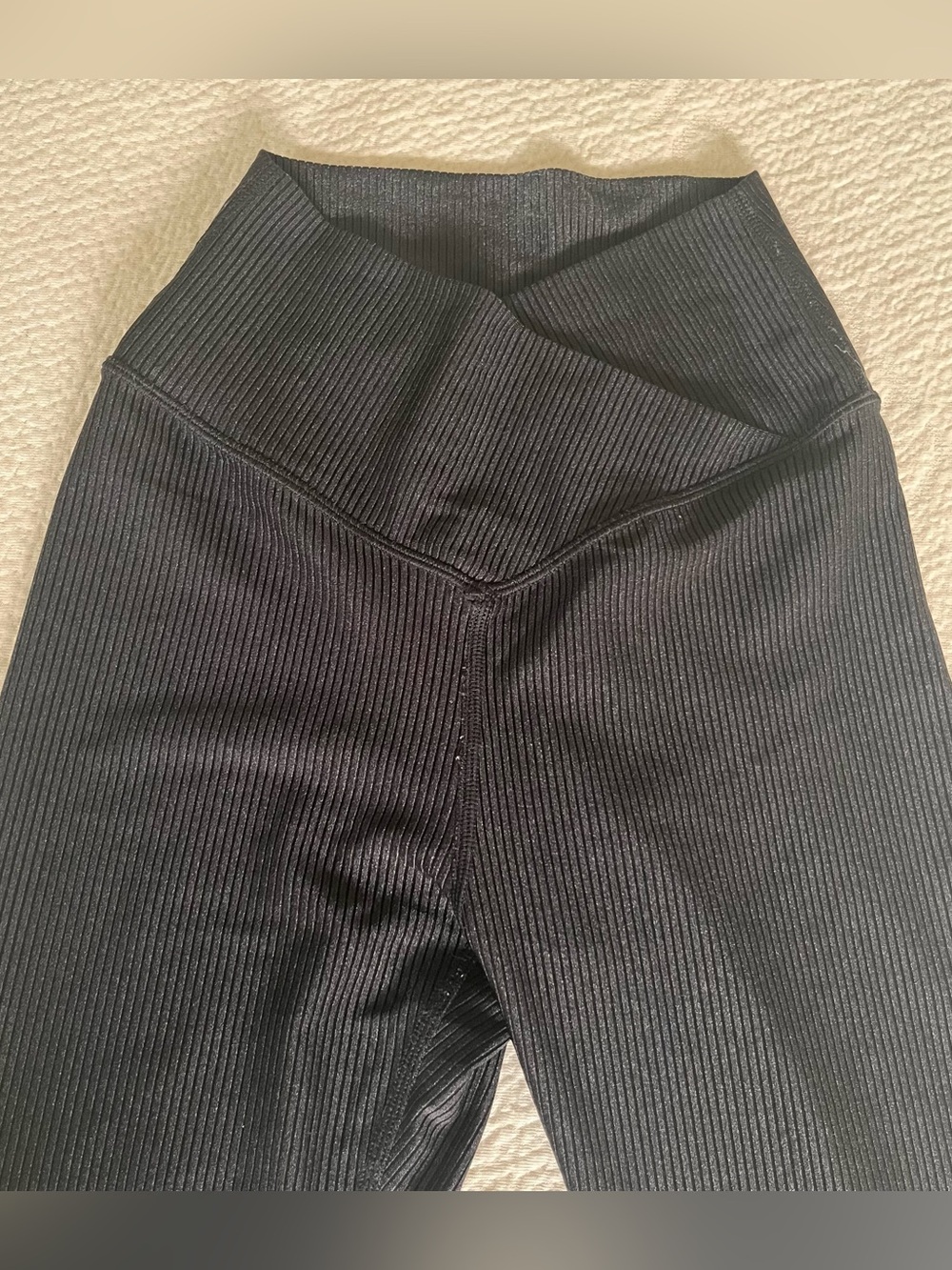 Offline by Aerie Ribbed Shine Crossover Black Leggings